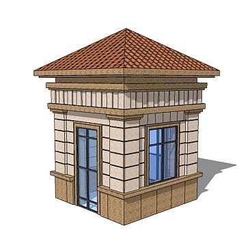 欧式岗亭草图大师模型下载，亭子SU模型