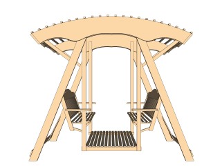 中式实木秋千吊椅su模型下载，吊椅草图大师模型