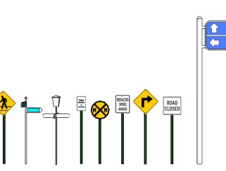 城市道路交通安全标志su模型下载、城市道路交通安全标志草图大师模型下载