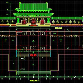 古寺庙CAD施工图，寺庙CAD建筑图纸下载