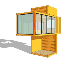 现代集装箱改造房sketchup模型，集装箱房屋草图大师模型下载