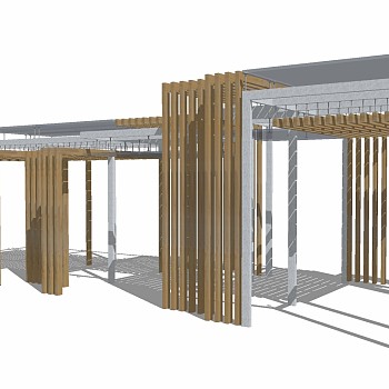 现代造型廊架草图大师模型，造型廊架sketchup模型下载