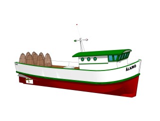 现代大型渔船sketchup模型，货船skb文件下载
