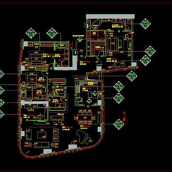 北京财富中心二期样板房装修CAD施工图，CAD建筑图纸免费下载