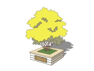 现代方形树池skp文件下载，树池坐凳草图大师模型