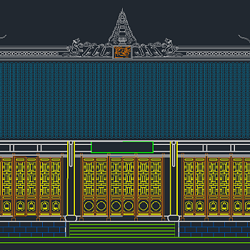 古建筑殿阁CAD设计图，殿阁CAD建筑图纸下载