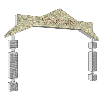 现代简约风格入口大门su模型下载，sketchup入口大门草图大师模型