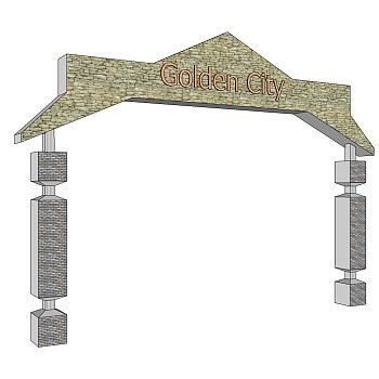 现代简约风格入口大门su模型下载，sketchup入口大门草图大师模型