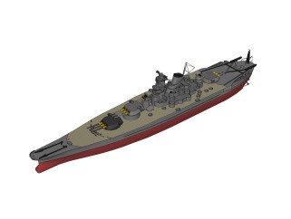 现代日本大和级Musashi武藏号战列舰草图大师模型，战列舰su模型下载