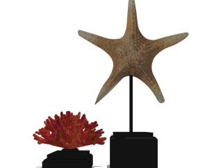 海星珊瑚摆件草图大师模型,现代装饰品su模型下载