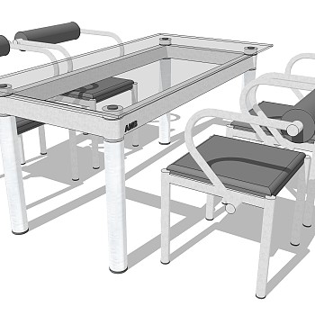 现代餐桌椅su模型，户外椅子草图大师模型下载