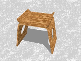 现代凳子草图大师模型，实木凳子su模型下载