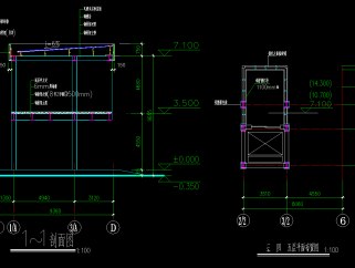某地钢框架结构电梯结构设计施工图，钢框架结构CAD设计图纸下载