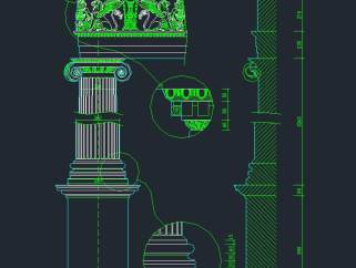 爱奥尼克柱素材图，罗马柱CAD建筑图纸下载