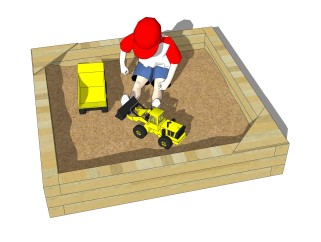 现代儿童挖土机草图大师模型，玩具su模型下载