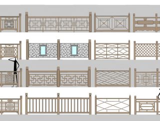  中式护栏 中式勾栏 木制木艺栏杆扶手