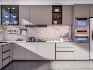 现代厨房 橱柜 操作台 冰箱 灶台 壁柜 水槽