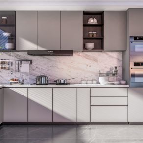 现代厨房 橱柜 操作台 冰箱 灶台 壁柜 水槽