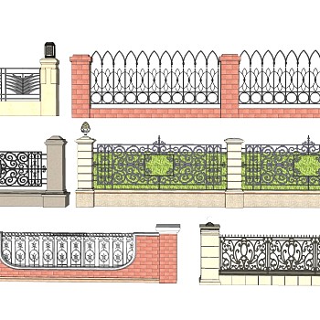 现代景观围墙 铁艺围墙 小区围墙